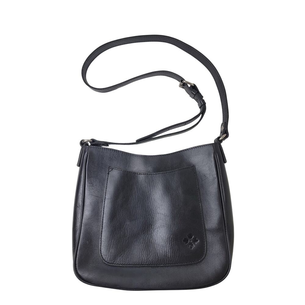 Patricia Nash Emeline Black Leather Crossbody Bag | Adjustable Strap